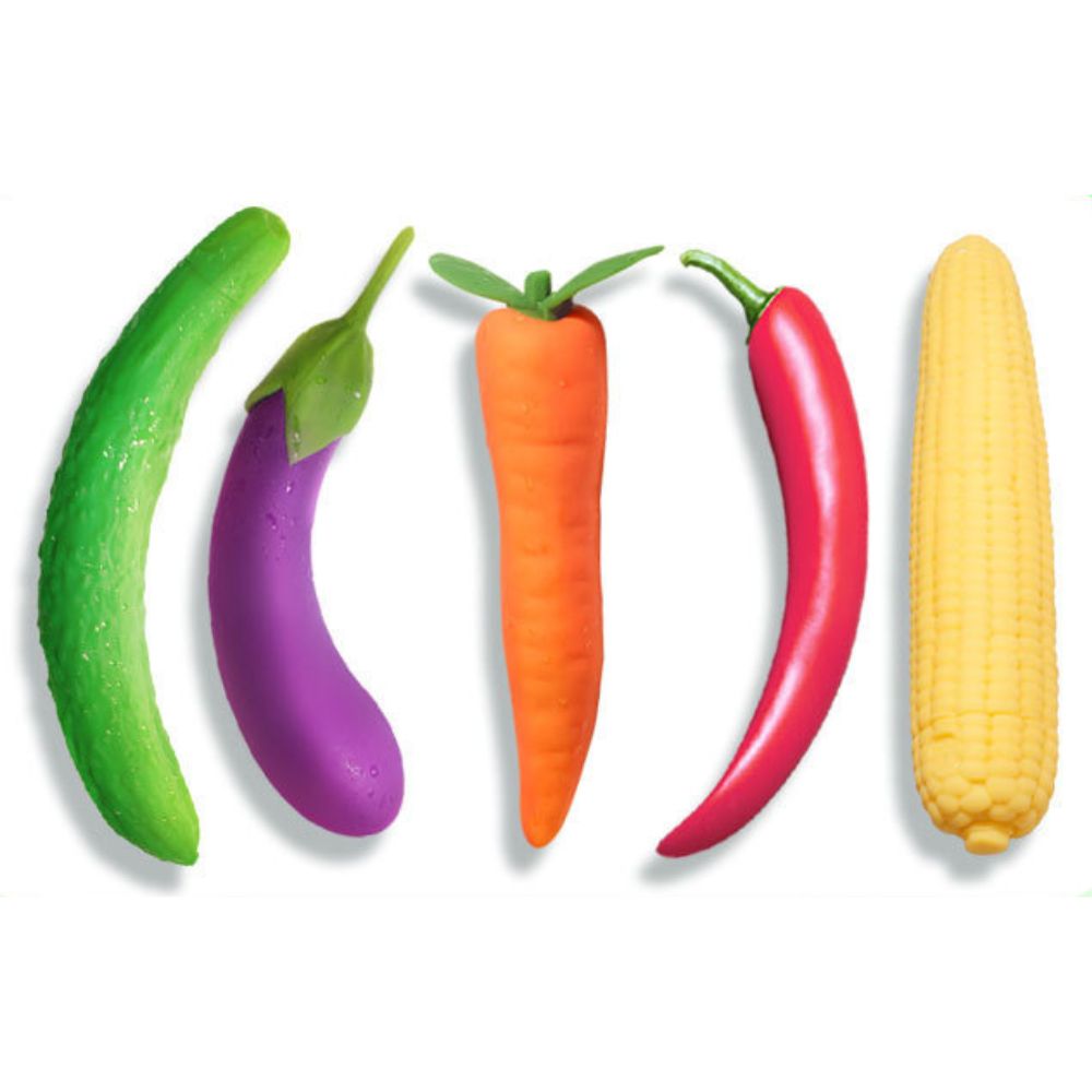 קולקציית ויברטורים בצורת ירקות דיסקרטיים