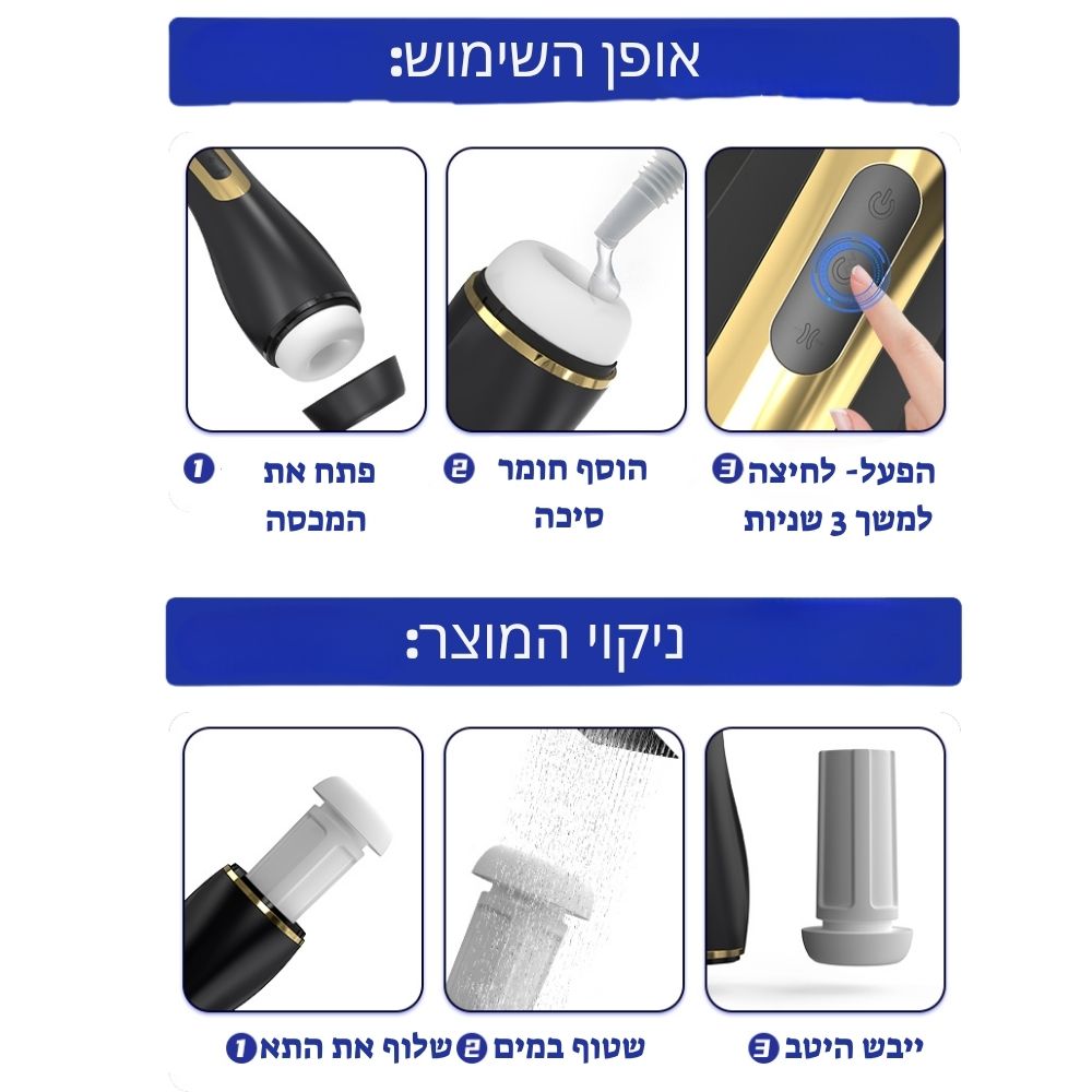 טייפון מאונן חשמלי לגבר עם יניקה חכמה ורטט עוצמתי