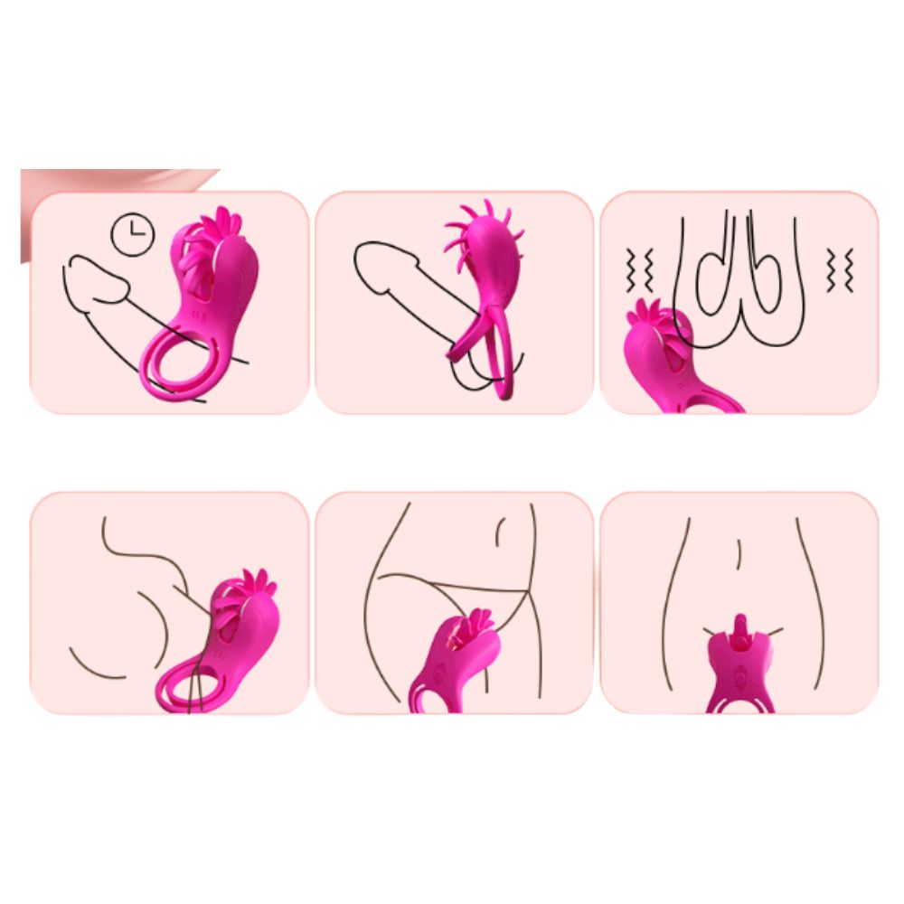 ווינד" טבעת פין רוטטת זוגית עם מנוע ליקוק לגבר ואישה"