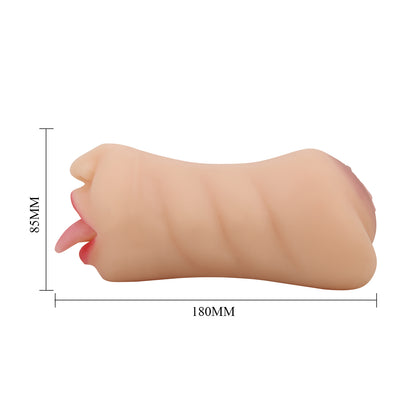 מאונן מסיליקון ידני כהה עם שני פתחים פה ופות