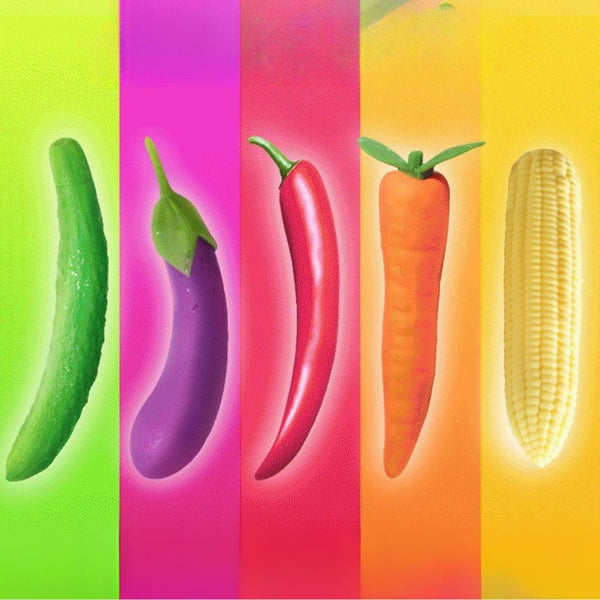 קולקציית ויברטורים בצורת ירקות דיסקרטיים